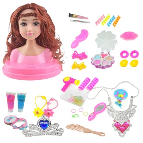 Lamppdcor 1 Set Doll Head für Haarstyling und Make -up Styling Head Doll für Mädchen farbenfrohe realistische Make -up -Accessoires für Girls Style2, Styling Head Doll für Mädchen von Lamppdcor