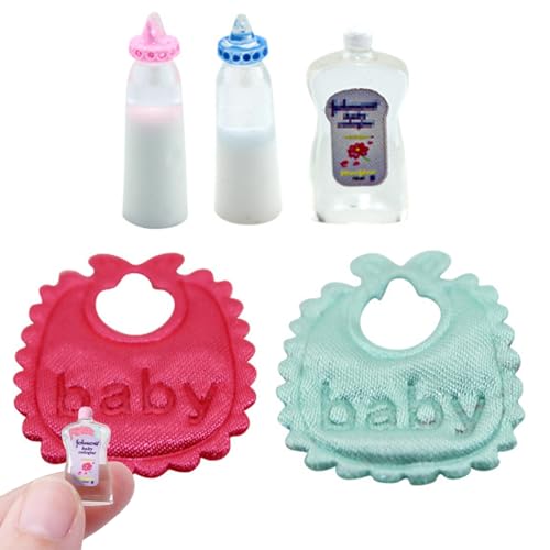 Lamppdcor 1 Set Mini Babypuppenzubehör, Babypuppenflaschen, Babypuppenlätzchen, Mini -Shampoo, 1:12 realistisches Puppenhauszubehör für Dollhouse -Kindergartenzubehör von Lamppdcor