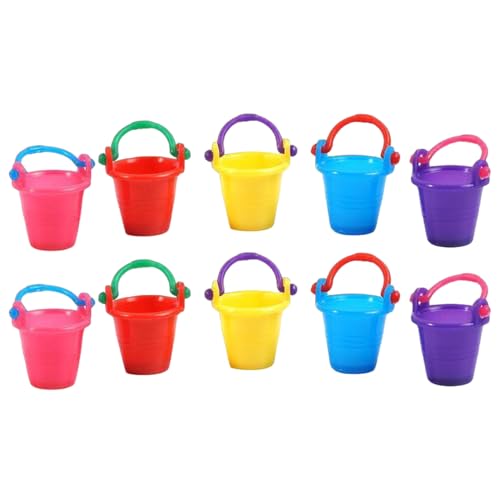 Lamppdcor 10pcs Plastik -Bucket Dollhouse Miniaturen, Plastikschale 1/24, 1x0.6 Mini Buntes Spielzeugeimermodell für Puppenwasserschaufel Puppenhaus -Szenenzubehör von Lamppdcor