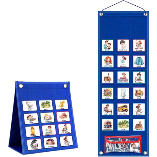 Lamppdcor 1Set visueller Zeitplan für Kinder Weekly Behavioral Planner Board Kids Visueller Zeitplan mit 96 Karten, die zusammenklappbare Lerndiagramme für Kids Home Planer, Style 1, hängen von Lamppdcor