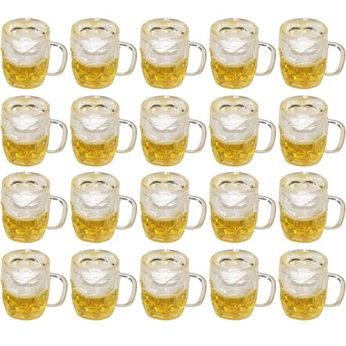 Lamppdcor 20pcs Mini Bier Bierfußbecher, realistische süße Harzpuppenhaus-Mini-Bierbecher, breakresistente dekorative gefälschte Bierbecher für Mini-DIY-Kunsthandwerkszubehör von Lamppdcor