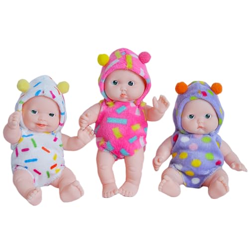 Lamppdcor 3 Set Realistic Babypuppe Set 5.1 '' Vinyl Babypuppe mit leicht zu kleiden und auszuziehen Kleidung DIY Neugeborene Babypuppe Set für einfallsreiches Spiel und Geschenk Giving Giving Giving von Lamppdcor