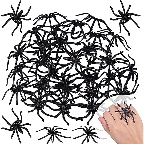 Lamppdcor 300pcs Spinnenringe Halloween Ringe für Kinderpartybevorzugungen 1,96 '' Schwarze Plastikspinnenringe Masse für Kinder Kostümzubehör Halloween Party Dekoration Lieferant von Lamppdcor