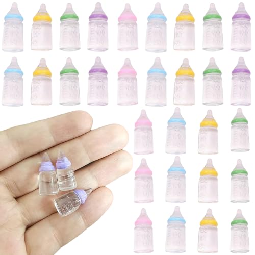 Lamppdcor 30pcs Mini Babyflaschen, Babypuppenflaschen farbenfrohe Plastik-Mini-Babyflaschen, leichte kompakt von Lamppdcor