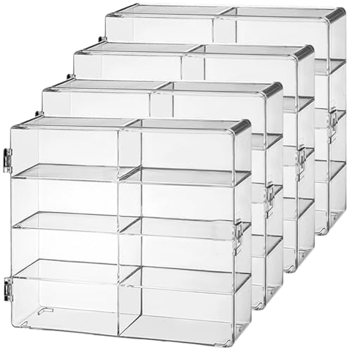 Lamppdcor 4pcs Display Case 4x2x2 'Stapelbare transparente Modellauto -Messkoffer mit sicherem Tür wasserdicht und staubdicht von Lamppdcor