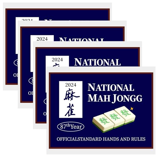 Lamppdcor 4pcs Mahjong -Kartenbeamte, Mahjong -Karten Blue National Mahjong Karten offizielle Standardhände und Regeln Mahjong Karten Großer Druck Mahjong Scorecard von Lamppdcor