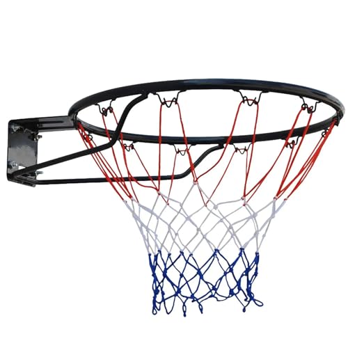 Lamppdcor Basketball Rand Ersatz Basketball Rand, 15 Zoll Heavy Duty Basketball Rand Ersatz mit Basketballnetz, Wall Mount Basketball Hoop für Kinder Auffahrt Backyard Indoor Outdoor Schwarz von Lamppdcor