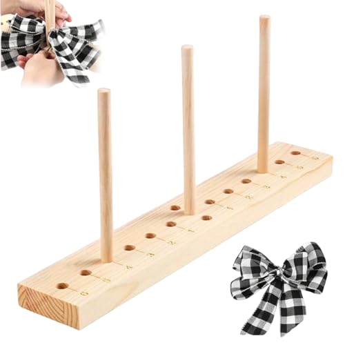 Lamppdcor Bogenhersteller für Band für Kränze Bogenhersteller, Einstellstifte Holzbieger für Band für Kränze, DIY Bow Maker -Werkzeug mit 3 Langen Stock für die Herstellung von Geschenkbögen, Handgel von Lamppdcor