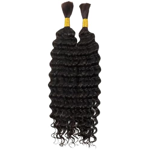 Lamppdcor Boho -Haare zum Flechten welligem Flechten Haar 2pcs 20 Zoll schwarzes lockiges Flechthaar Full & Dick Elastic natürliches synthetisches Flechten für Frauen für Boho -Zöpfe, Frisur von Lamppdcor