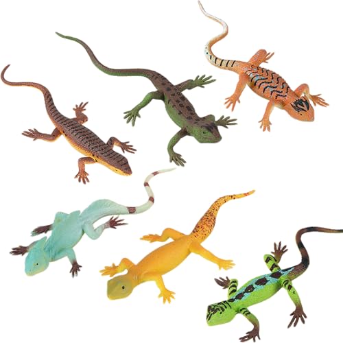 Lamppdcor Echard Echard Toy Toy 6 Style Sticky Gecko Realistische gruselige Reptilienspielzeug Gefälschte Plastik Gummi Lizard Kinder und Erwachsene Tierspielzeug für Halloween -Party -Gefälligkeiten von Lamppdcor