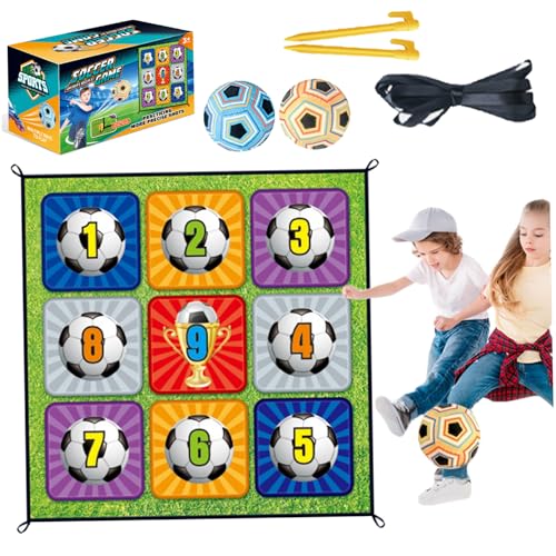 Lamppdcor Fußballspiele Indoor -Fußball -Ball -Set enthält 59 x 59 Zoll Target Toss Mat ＆ 2 Sticky Indoor Soccer Ball, Fußball -Set mit 4 Sticking -Haken, 2 gemahlenen Pfählen, 4 Bänder, Style 2 von Lamppdcor