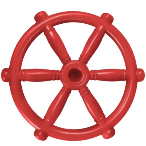 Lamppdcor Gefälschtes Lenkrad, Lenkradspielzeug 12x12inch Feste Farbe Realistische Kinder Lenkrad 360 ° Rotatierbares Plastiklenkrad für Spielplatz Swing Pirat Ship, Red von Lamppdcor