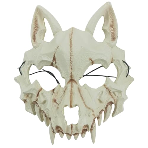 Lamppdcor Halloween Maske Wolf Schädelmaske 3D PU Foam Soft Wolf Maske Realistische Halloween-Maske gruselige Erwachsene und Kinder Tiermaske Cosplay-Maske für Halloween, Karneval und Kostümpartys von Lamppdcor