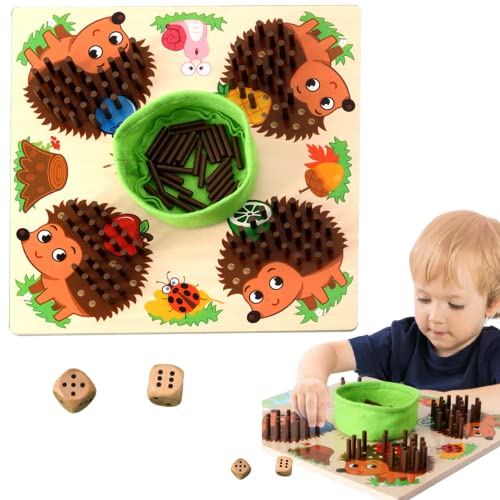 Lamppdcor Hedgehog-Stick-Spiel Holzfeinmotor Fähigkeiten Spielzeug Hedgehog Plug-in-Spiel Frühes Bildungszählspielzeug für Kinder von Lamppdcor