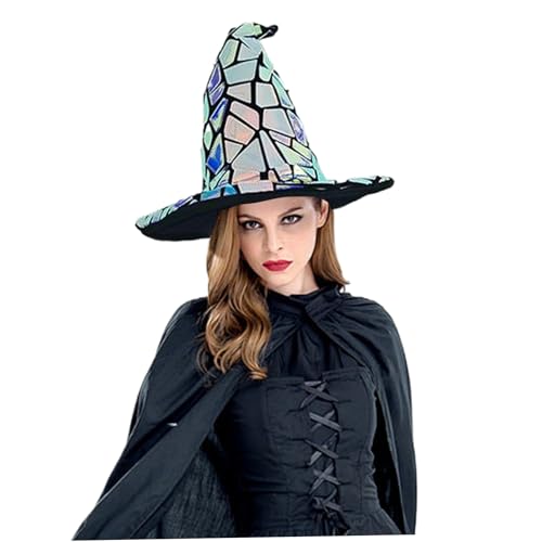 Lamppdcor Hexenhut Halloween Hexenhut, Cyber ​​Punk -Stil -Zaubererhut mit bunten Pailletten, atmungsaktive Hexenhüte mit innerem Futter, 15x15 -Zoll -Hexenkostüm für Party Masquerade Cosplay Kostüm von Lamppdcor