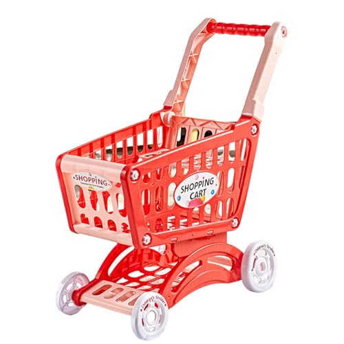 Lamppdcor Kids Corcery Cart, Mini -Einkaufswagen große Kapazität Kleinkind Einkaufswagen mit Rad und ABS -Spielzeugeinkaufswagen für Kinder Lebensmittelgeschäfte tun, um Küchenzubehör zu Spielen, rot von Lamppdcor