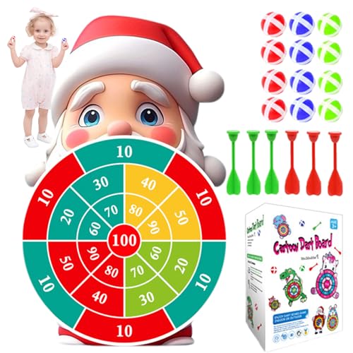 Lamppdcor Kids Darts Board Christmas Games, 1 Set Funny Christmas Party Games mit 1 Santa Claus Dartboard, 16 Sticky Bälle, 6 Darts ＆ 2 Haken, Weihnachtsspielzeug für Kinder Weihnachten Geburtstagsge von Lamppdcor