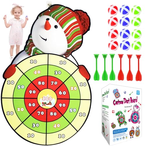 Lamppdcor Kids Darts Board Christmas Games, 1 Set Funny Christmas Party Games mit 1 Snowman Dartboard, 16 Klebelbälle, 6 Darts ＆ 2 Haken, Weihnachtsspielzeug für Kinder, Style 2 von Lamppdcor