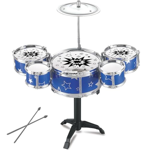 Lamppdcor Kids Drum Set Mini Drum Set Toddler Drum Set Plastik mit dreieckiger Basisanfänger -Drum Set Kleinkind -Drum Set Blau von Lamppdcor