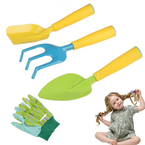 Lamppdcor Kids Gardening Set 4PCS/Set Mini Ergonomic Kleinkind Gartenset Tragbares, lebendige, abgerundete Eckpädagogik Kinder Gartenwerkzeuge für den Outdoor von Lamppdcor