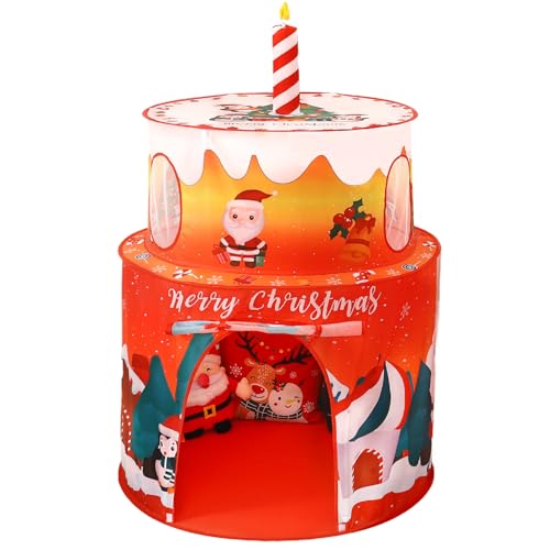 Lamppdcor Kinder Spielen Zelt Kinder Spielen Zelt kuchenförmige Weihnachtsfeierzelt, Oxford Stoff Kinder Zelt Indoor 49x40 Cake Playhouse für Jungen Mädchen Kinder Indoor Birthday Party Supplies Weih von Lamppdcor