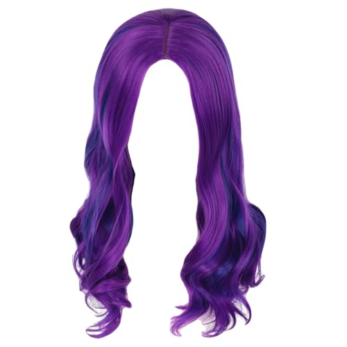 Lamppdcor Lila Perücke gemischt blau Long locky für Kinder Mädchen lila haartih is lustige Halloween Cosplay Requisite lila Perücken für Frauen Performance Party Singing Accessoires von Lamppdcor