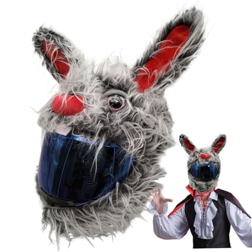 Lamppdcor Lustige Motorradhelmabdeckung Halloween Rabbit Plüsch Helm -Helm -Motorrad mit Langen Ohren, dekorativer süßer Cartoon ohne blockierende Vision Helm, nur Cover von Lamppdcor