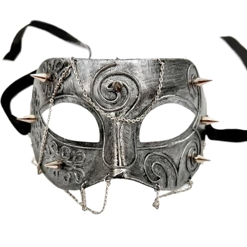 Lamppdcor Maskerade -Maske mit Kette für Männer und Frauen mittelalterliche Punkmaske Retro Erwachsene Mardi Gras Mask für Mascarade Ball, Karneval Gras und Halloween Party von Lamppdcor