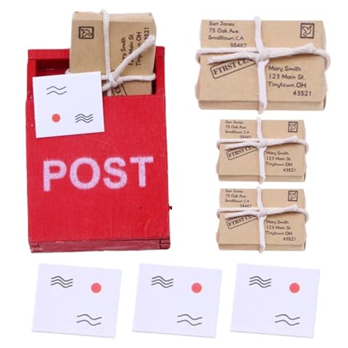 Lamppdcor Mini Mailbox Toy 1Set Miniatur Holz Postbox Mini Mailbox Toy Dolls House Accessoires Dolls House Möbel Mini -Pakete und Miniumschläge von Lamppdcor