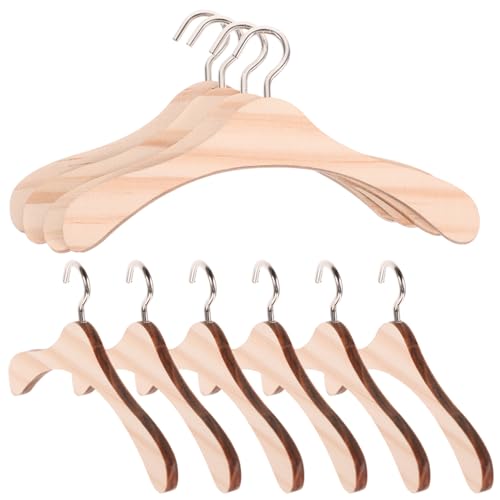 Lamppdcor Puppenkleiderbügel 10pcs Holz 4,7in Miniatursimulation Doll Kleidungsständer für Puppengarderobe Puppenhauszubehör, Puppenkleidung Rack von Lamppdcor