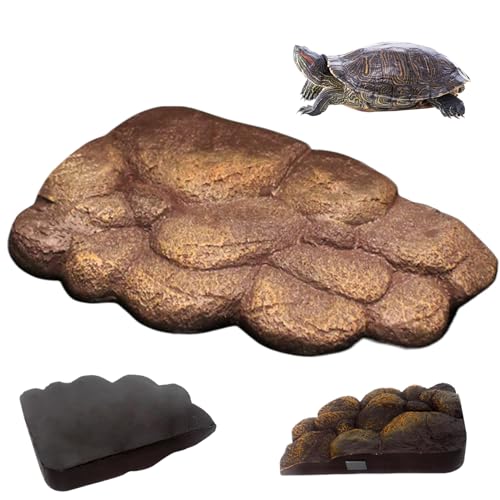 Lamppdcor Schildkröte -Backenplattformen Arc Winkel Imitation Stein Textur Turtle Tank Accessoires mit Magneten Dekorativen Ackplattformen für Wasserschildkröten, halb Wassertiere von Lamppdcor