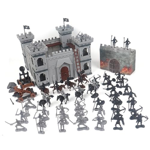 Lamppdcor Spielzeugsoldaten Set, 104pcs/Set Antikes Soldatspielzeug, mittelalterliche Knights Armee -Männer -Aktionfiguren, einzigartige DIY -Burgmodellversammlung, Armee -Männer -Actionfiguren von Lamppdcor