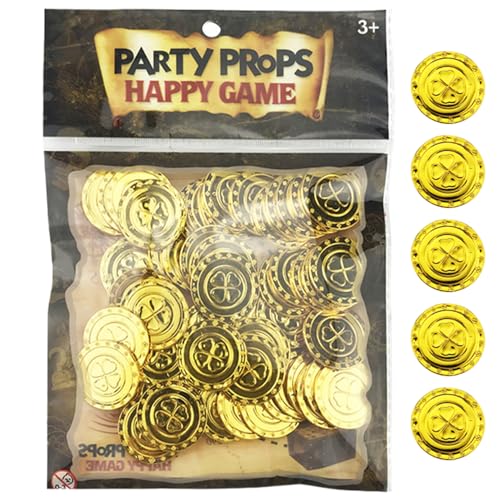 Lamppdcor St. Patrick's Day 100pcs/Bag 4-Blatt Lucky Coin Rund Plastikmünze 1,2 Zoll verlegtes dekoratives St. Patricks Day Accessoires für Party, Gold von Lamppdcor