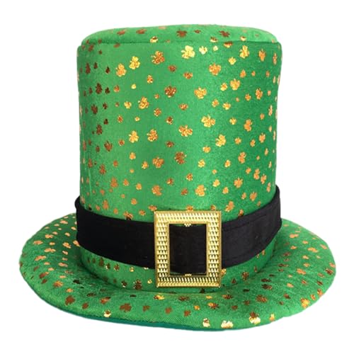 Lamppdcor St. Patrick's Day Green Hat St. Patricks Day Hut Green Shamrock Top Hat Kobold Hut für St. Patrick's Day Kostümzubehör von Lamppdcor