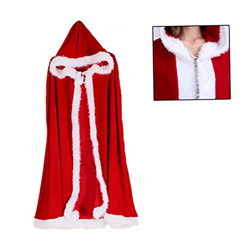 Lamppdcor Umhang mit Motorhaube, Weihnachten Halloween Cape Cloak Make -up Ball Rep Red Santa 120 cm Kapuze Cape Women Kostüm von Lamppdcor