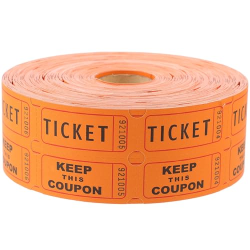 Lamppdcor Verlosung Tickets 1 Roll/2000pcs lebendige Papier -Verlosung Tickets Doppelroll mit klarem Druckhand -Tränenstammkarten für Veranstaltungen, Videospielzentrum, Preise, Gelb von Lamppdcor