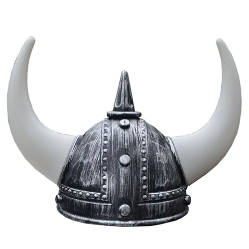 Lamppdcor Viking Hut Klassiker mittelalterlicher Helm lebensechter Wikingerhelm mit Hörnern für Adult Party Hüte für Halloween, Kostümparty, Argent von Lamppdcor