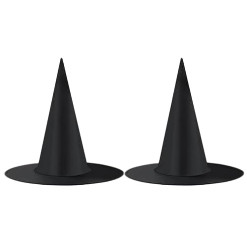 Lamppdcor Witches Hut Halloween Hexenhut 2PCS Schwarze Hexenhut für Erwachsene Frauen Halloween Kostüm Zauberer Hüte Hängende Hexenhüte Halloween Dekorationen für Veranda Hof Garten von Lamppdcor