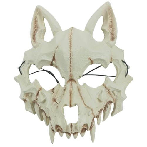 Lamppdcor Wolfschädelmaske 3D PU Foam Soft Wolf Maske Japanische Halloween-Maske gruselige Erwachsene und Kinder Tiermaske Cosplay-Maske für Halloween, Karneval und Kostümpartys von Lamppdcor