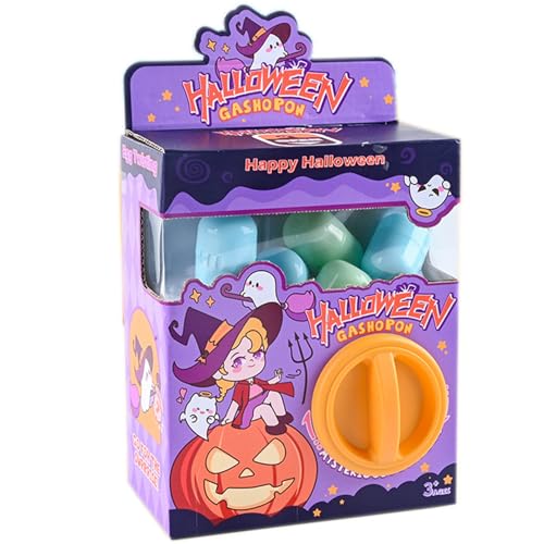 Mini-Automaten-Mini-Verkaufsautomat enthält 6 Prozent zufällige Halloween-Themen-Cartoon-Mini-Spielzeuge, Halloween dicke Papierbox-Klauenmaschine mit Drehknopf für Kinder Geschenk Halloween von Lamppdcor