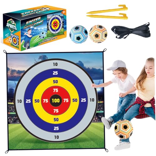 Soccer Games Indoor Soccer Ball Set enthält 59 x 59 Zoll Target Toss Mat ＆ 2 Sticky Indoor Soccer Ball, Fußball -Ball -Set mit 4 Sticking -Haken, 2 gemahlenen Pfählen, 4 Bänder, Style 1 von Lamppdcor