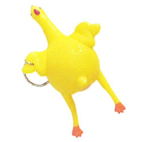 Stressabbauschlüsselring Huhn Squeeze Schlüsselbund lustige Leg Egg Handzeug Spielzeug Neuheit RELD Keyring zufällige Farbe von Lamppdcor