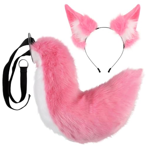 Wolf Ohren und Heckset Halloween Fuchs Ohren und Schwanzset, weiche flauschige Fuchs -Ohren -Stirnband und verstellbares pelziges Schwanz, Fox -Kostüm für Halloween -Party -Cosplay -Kostüm, Style 1 von Lamppdcor