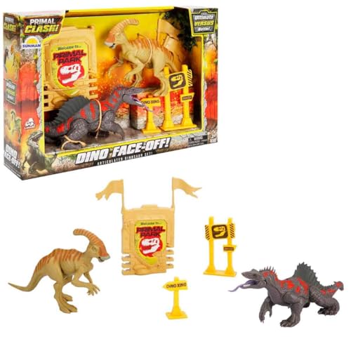 Primal Clash 2er Dinosaurier Battle Spielset - Trimetrodon Vs Parasaur von Lanard