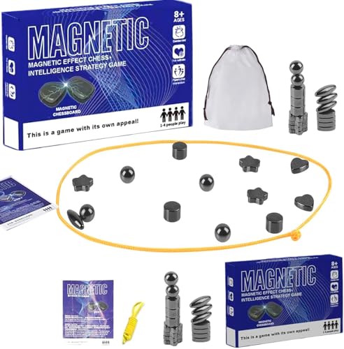 Tisch-Magnetspiel, Magnetisches Schachspiel, Magnet Spiel magnetisches schachspiel Steine mit Spielseil, Reisen Schach Magnetisch, Tragbares Schachbrett (Black) von Lanboo