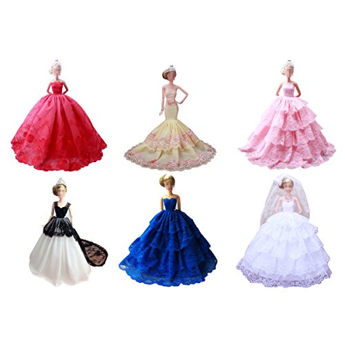 Lance Home 4 Stücke Kleid Handgemachte Mode Hochzeit Kleid Kleider und Kleider für Barbie Dolls Puppe Stil zufällig von Lance Home