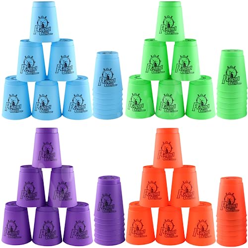 Lancisism Schnellstapelbecher-Set, BPA-freies Material, Sport-Training, Stapelbecher, klassisches Familienspiel für Kinder und Erwachsene, Idee (12 blau & 12 grün & 12 lila & 12 rot) von Lancisism