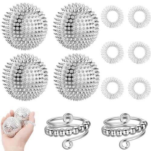 12 Stück Igelball Massageball, 2 Perlenring, 4 Igelball Massageball, 6 Akupressur Ring, Fidget Ring Set, Anxiety Ring, Skills Panikattacken, Panikattacken Hilfsmittel, Für Stress Relief Oder Massage 12 Stück Igelball Massageball, 2 Perlenring, 4 Igelball Massageball, 6 Akupressur Ring, Fidget Ring Set, Anxiety Ring, Skills Panikattacken, Panikattacken Hilfsmittel, Für Stress Relief Oder Massage von LandReCol