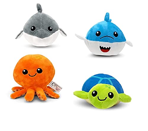 Landahl & Baumann | qualitativer Knautschball -Schildkröte Hai Delfin Oktopus- Set Spielzeug aus Plüsch mit Memory Funktion geeignet für Stressabbau oder zum Spielen - Memoryball Kinder und Erwachsene von Landahl & Baumann