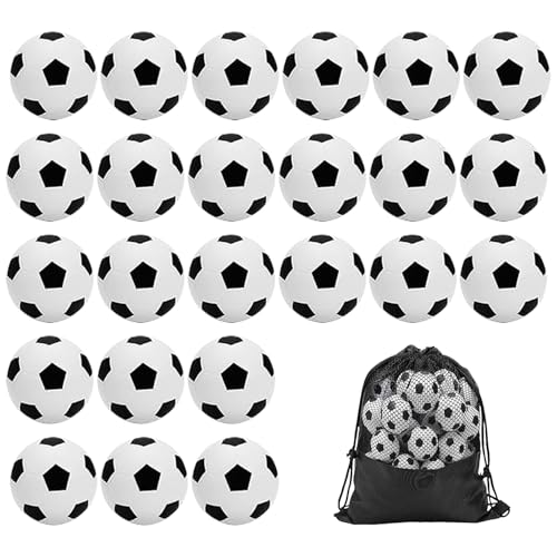 Landrain 24 Stück mini Fussball, 3cm Stressball Sportbälle, klein fußball Toy Schwammball mit Aufbewahrungsnetzbeutel 1 Stück von Landrain